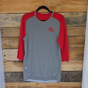 Nike Red and Gray 3/4 Sleeve Baseball Shirt, Guc, Size S